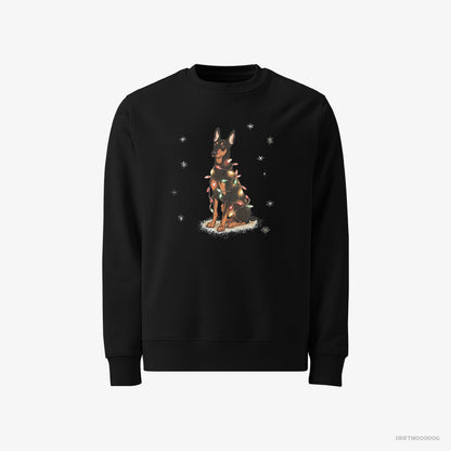 Dobermann Wrapped Up in Christmas Garland Black Sweatshirt