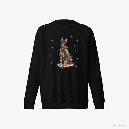 Dobermann Wrapped Up in Christmas Garland Black Sweatshirt