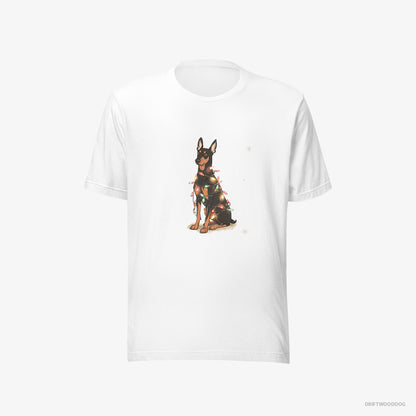 Dobermann Wrapped Up in Christmas Garland White T-Shirt