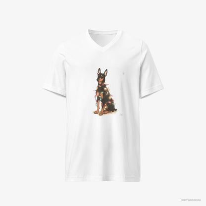 Dobermann Wrapped Up in Christmas Garland White T-Shirt