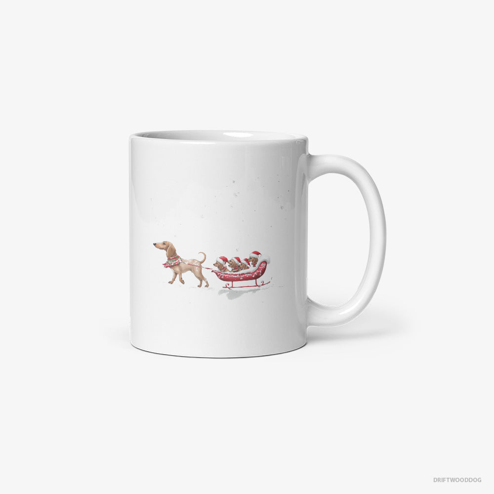 Dachshund Sledding with Little Puppies Classic Mug