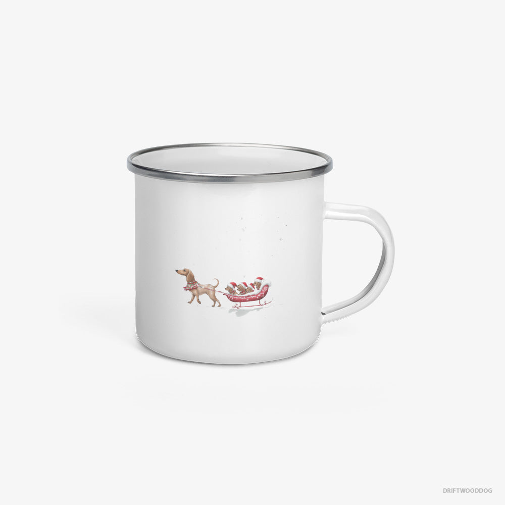 Dachshund Sledding with Little Puppies Enamel Mug