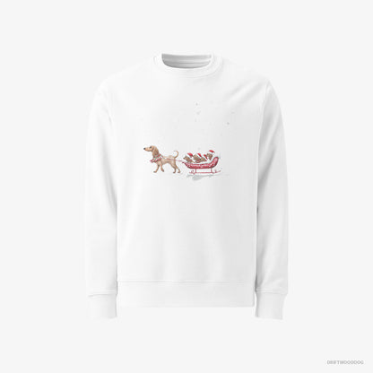 Dachshund Sledding with Little Puppies White Sweatshirt