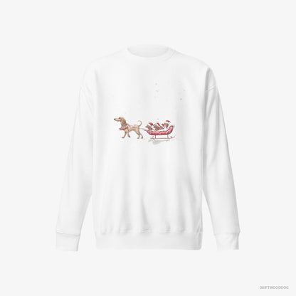 Dachshund Sledding with Little Puppies White Sweatshirt