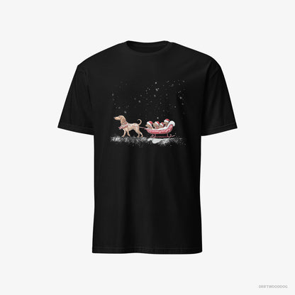 Dachshund Sledding with Little Puppies Black T-Shirt