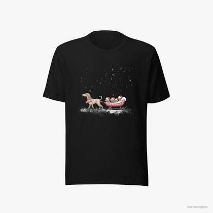 Dachshund Sledding with Little Puppies Black T-Shirt