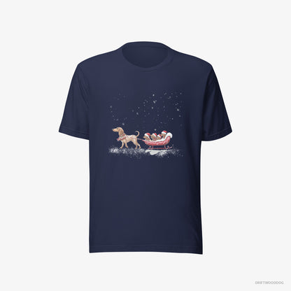 Dachshund Sledding with Little Puppies Navy T-Shirt