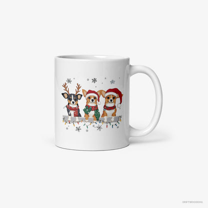 Corgi Puppies in a Jolly Christmas Mood White Mug