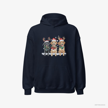 Golden Retriever Puppies in the Christmas Spirit Navy Hoodie