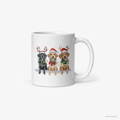 Golden Retriever Puppies in the Christmas Spirit White Mug