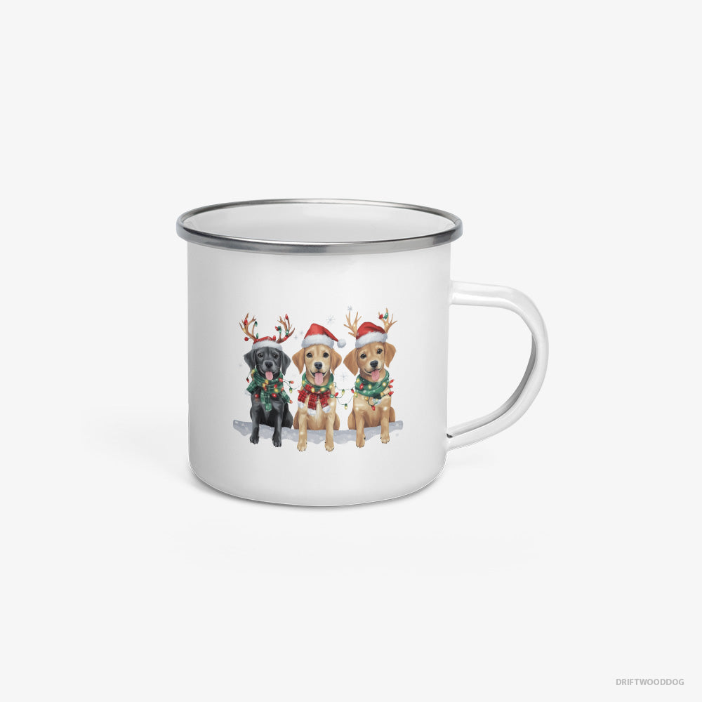 Golden Retriever Puppies in the Christmas Spirit Enamel Mug