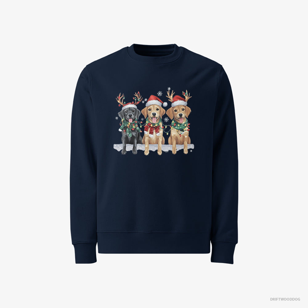 Golden Retriever Sweatshirt – Men Navy Sweatshirt Classic – Puppies in the Christmas Spirit (on White Background)