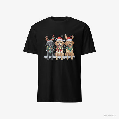 Golden Retriever Puppies in the Christmas Spirit Black T-Shirt