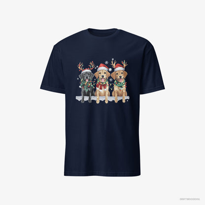 Golden Retriever Puppies in the Christmas Spirit Navy T-Shirt