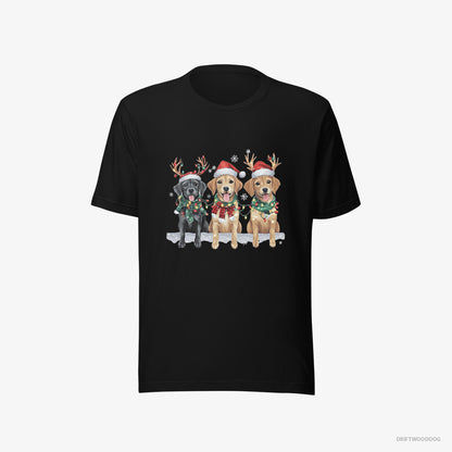 Golden Retriever Puppies in the Christmas Spirit Black T-Shirt