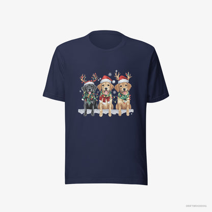 Golden Retriever Puppies in the Christmas Spirit Navy T-Shirt