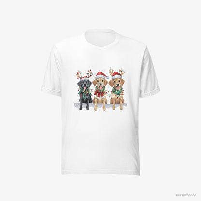 Golden Retriever T-Shirt – Men White T-Shirt Eco-Friendly – Puppies in the Christmas Spirit (on White Background)