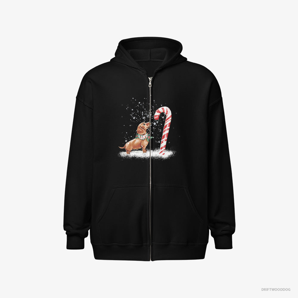 Dachshund by a Giant Christmas Lollipop Full-Zip Hoodie