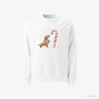 Dachshund by a Giant Christmas Lollipop White Sweatshirt