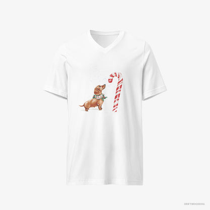 Dachshund by a Giant Christmas Lollipop White T-Shirt