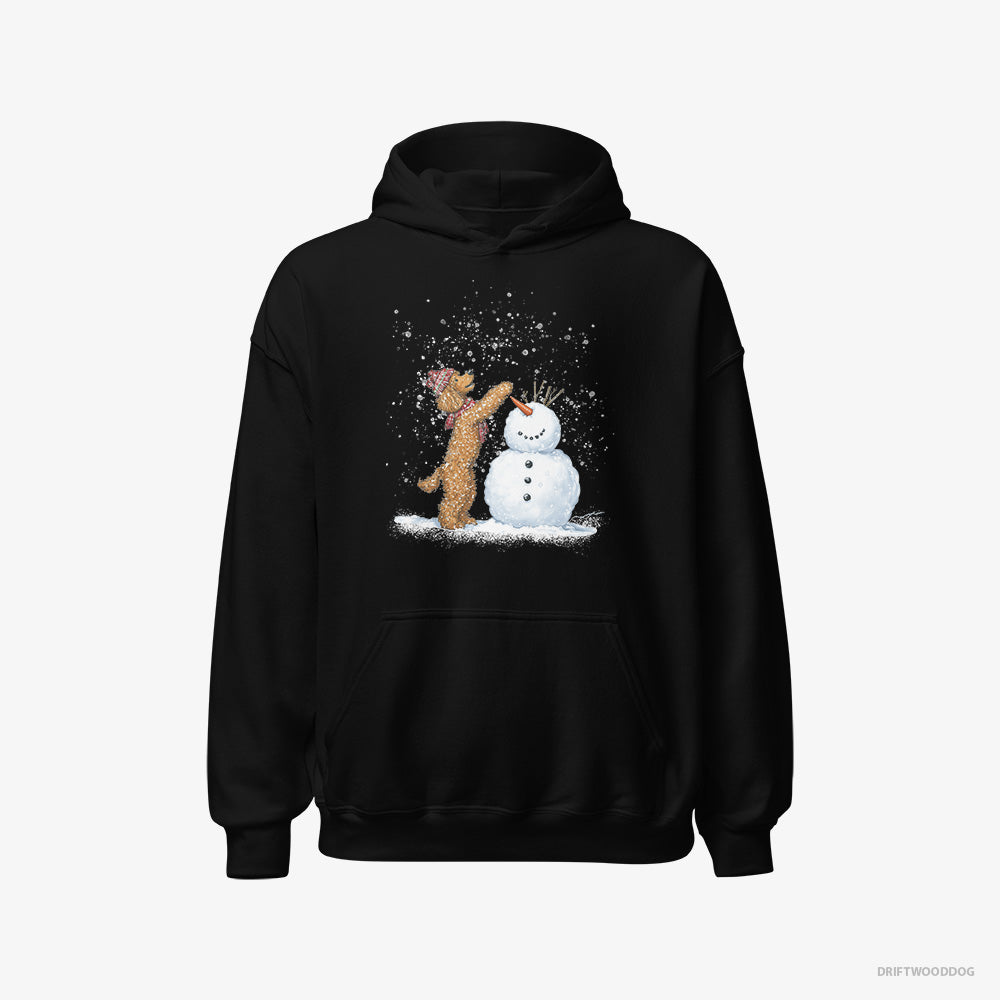 Poodle Hoodie – Women Black Hoodie Classic – Forming a Snowman (on White Background)