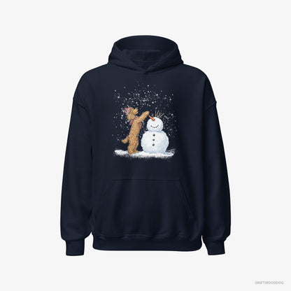 Poodle Forming a Snowman Navy Hoodie