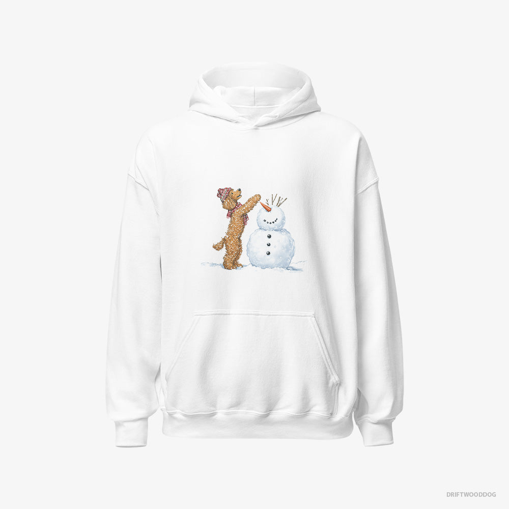 Poodle Hoodie – Men White Hoodie Classic – Forming a Snowman (on White Background)