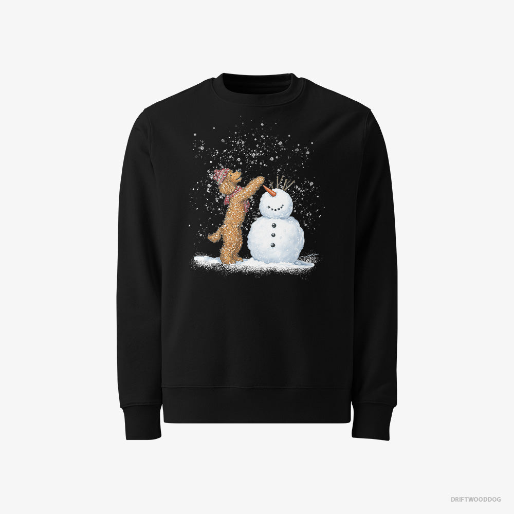 Poodle Sweatshirt – Men Black Sweatshirt Classic – Forming a Snowman (on White Background)