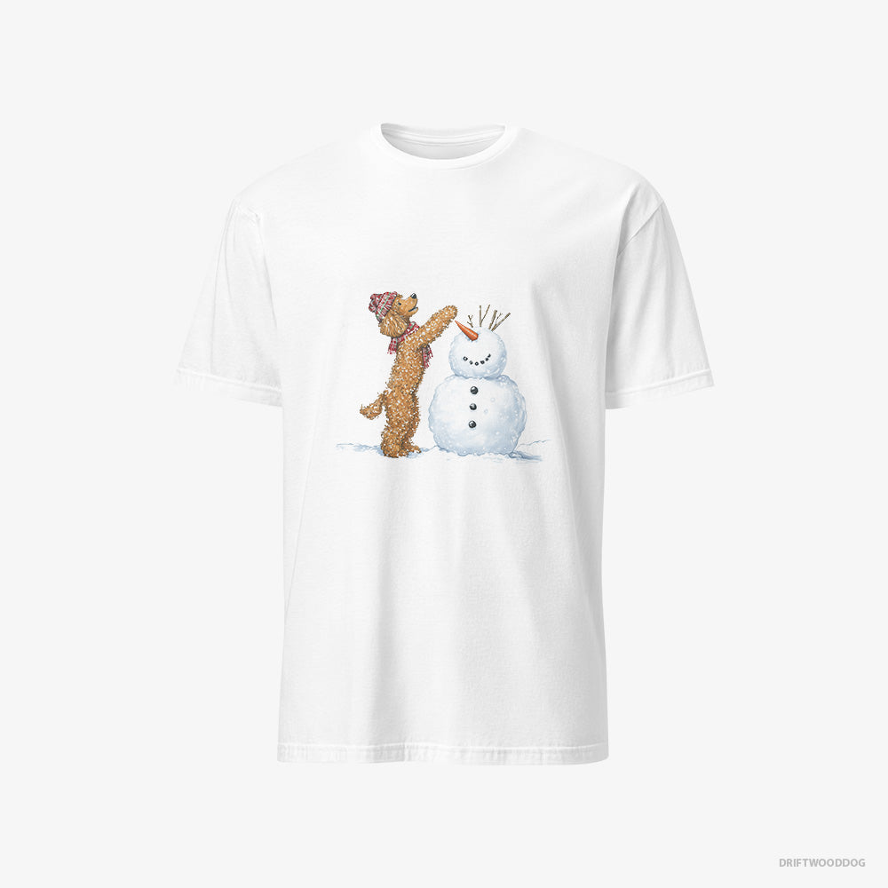 Poodle T-Shirt – Men White T-Shirt Classic – Forming a Snowman (on White Background)