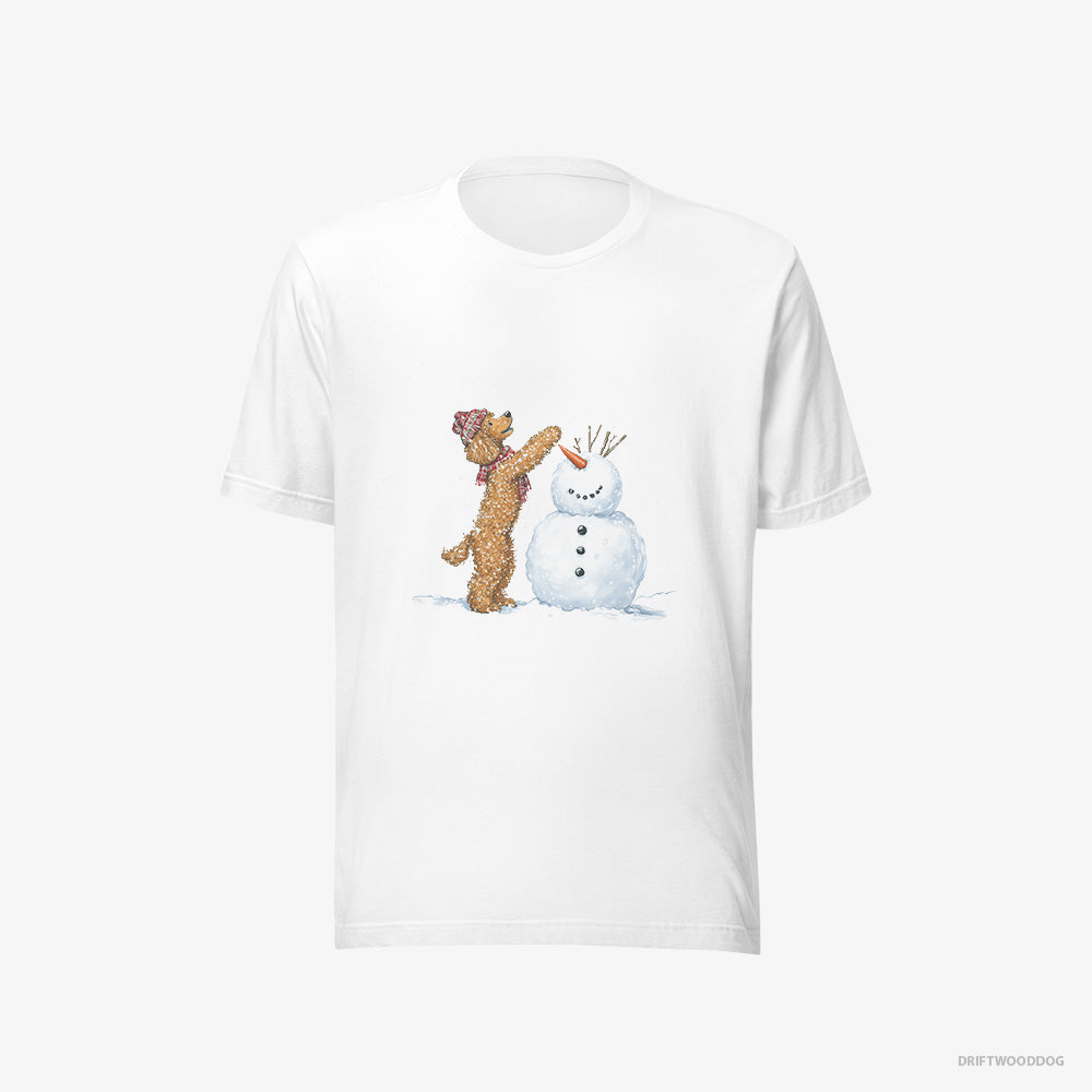 Poodle T-Shirt – Women White T-Shirt Eco-Friendly – Forming a Snowman (on White Background)