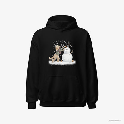 Poodle Creating a Snowman Black Hoodie