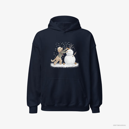 Poodle Creating a Snowman Navy Hoodie