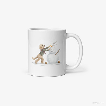 Poodle Creating a Snowman White Mug