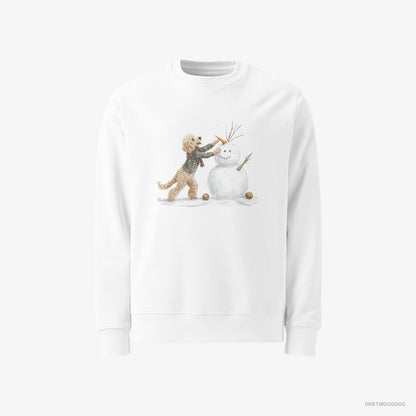 Poodle Creating a Snowman White Sweatshirt