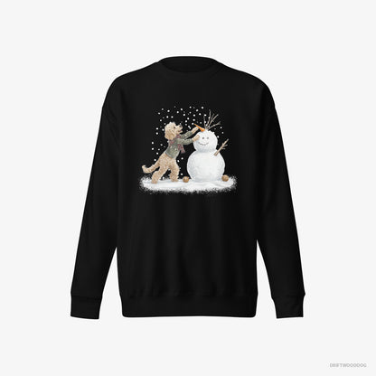 Poodle Creating a Snowman Black Sweatshirt