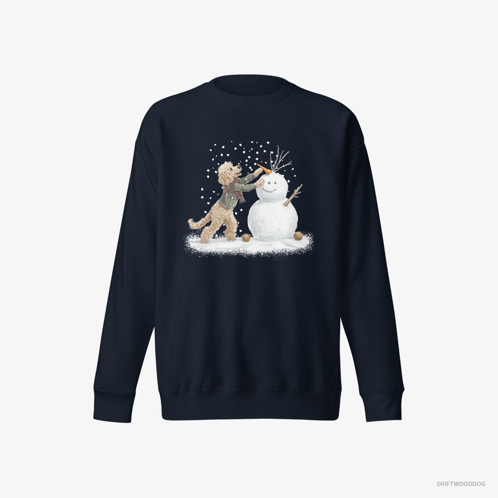 Cute Poodle Creating a Snowman – Women's Sweatshirt Navy Eco – Eco-Friendly