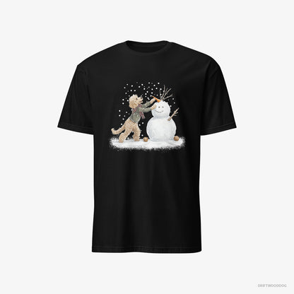 Poodle Creating a Snowman Black T-Shirt