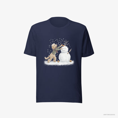 Poodle Creating a Snowman Navy T-Shirt