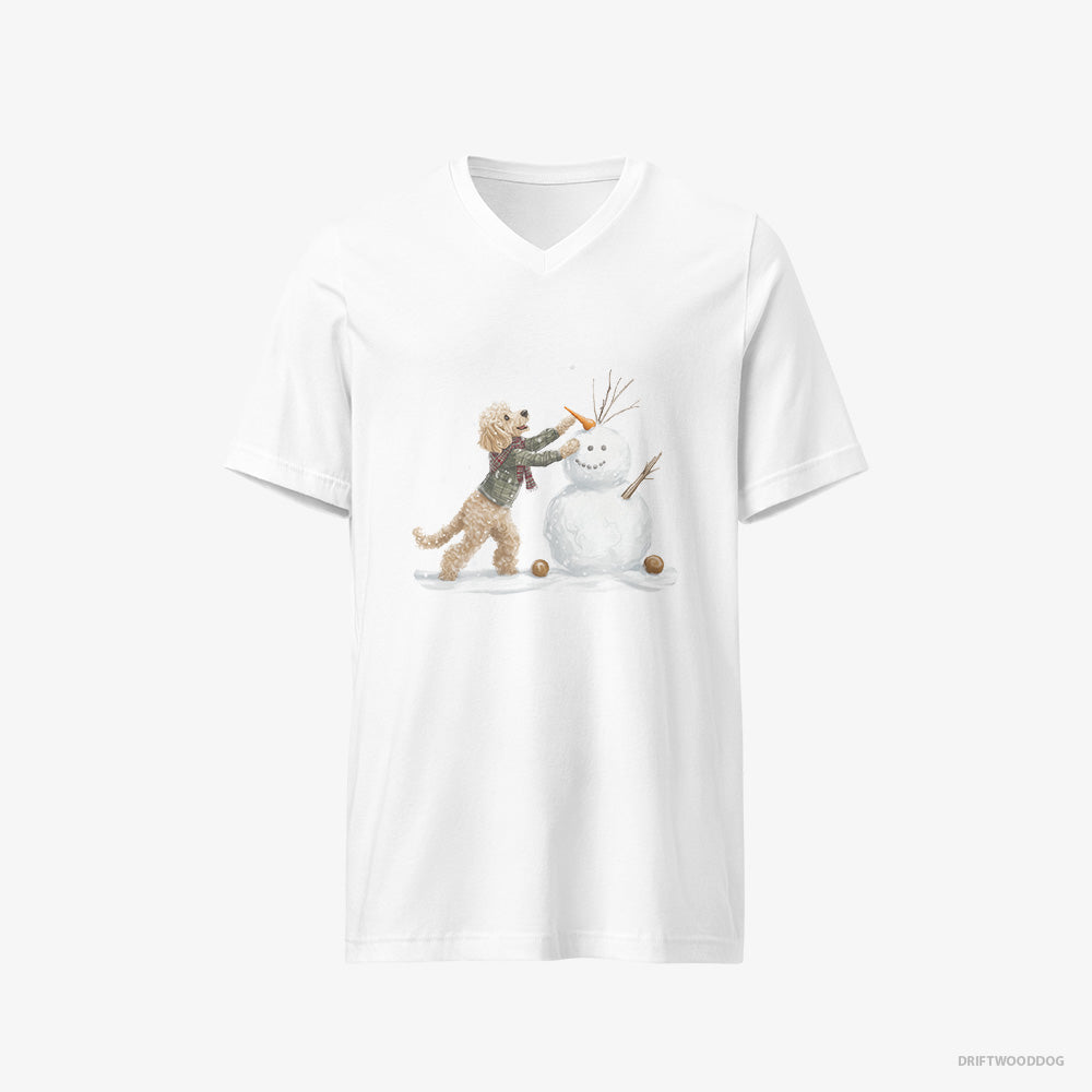 Poodle Creating a Snowman V-Neck T-Shirt