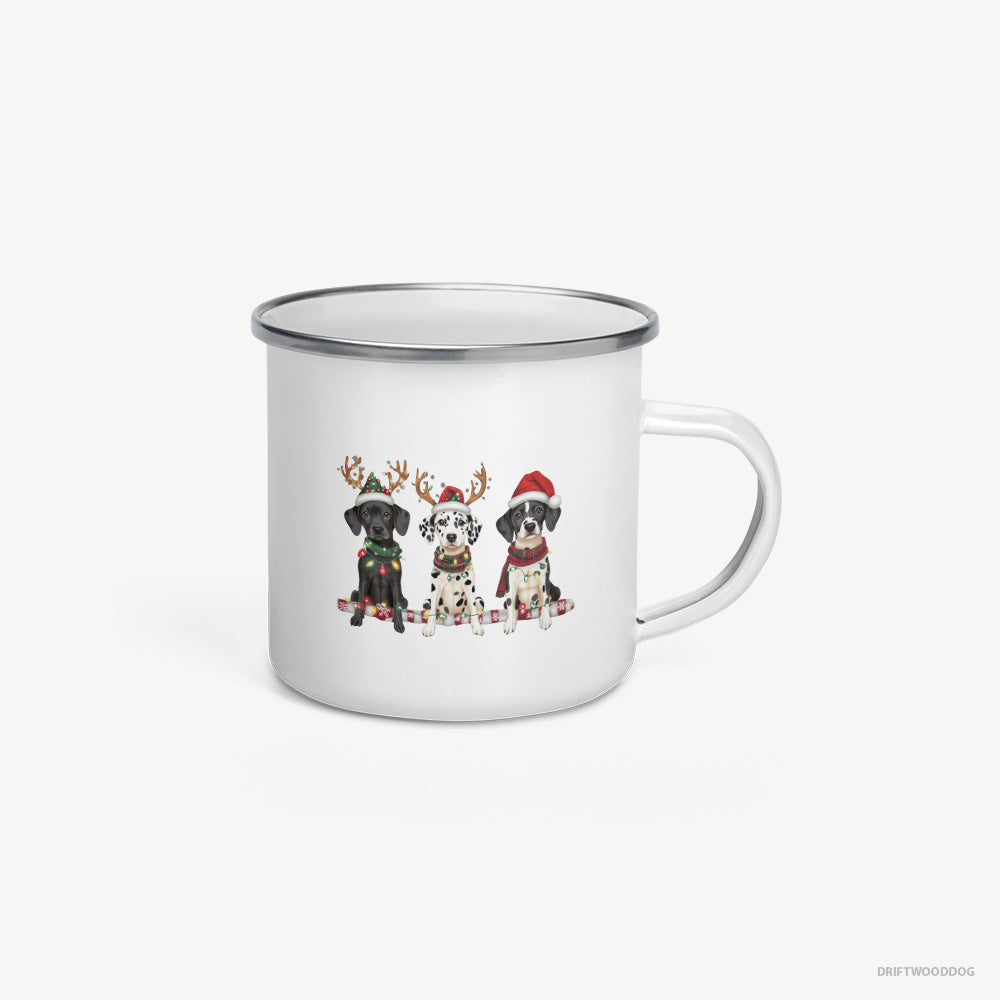 Dalmatian Puppies in a Warm Christmas Atmosphere Enamel Mug