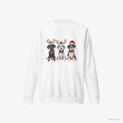 Dalmatian Puppies in a Warm Christmas Atmosphere White Sweatshirt