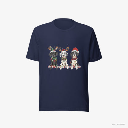 Dalmatian Puppies in a Warm Christmas Atmosphere Navy T-Shirt