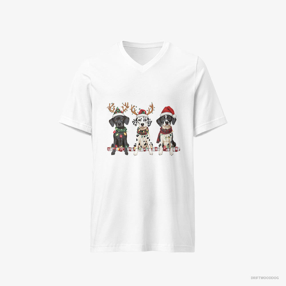 Dalmatian Puppies in a Warm Christmas Atmosphere V-Neck T-Shirt