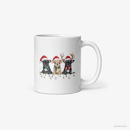 French Bulldog Puppies Soaking in the Christmas Vibes White Mug