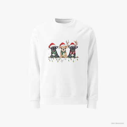 French Bulldog Puppies Soaking in the Christmas Vibes White Sweatshirt