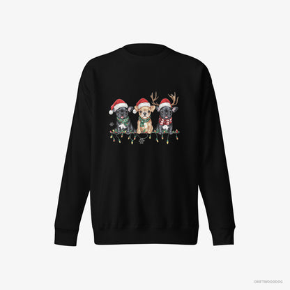 French Bulldog Puppies Soaking in the Christmas Vibes Black Sweatshirt