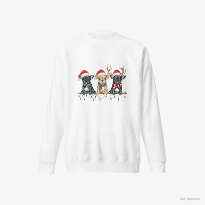 French Bulldog Puppies Soaking in the Christmas Vibes White Sweatshirt