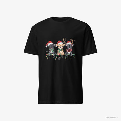 French Bulldog Puppies Soaking in the Christmas Vibes Black T-Shirt