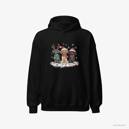 Poodle Puppies Surrounded by Christmas Magic Black Hoodie