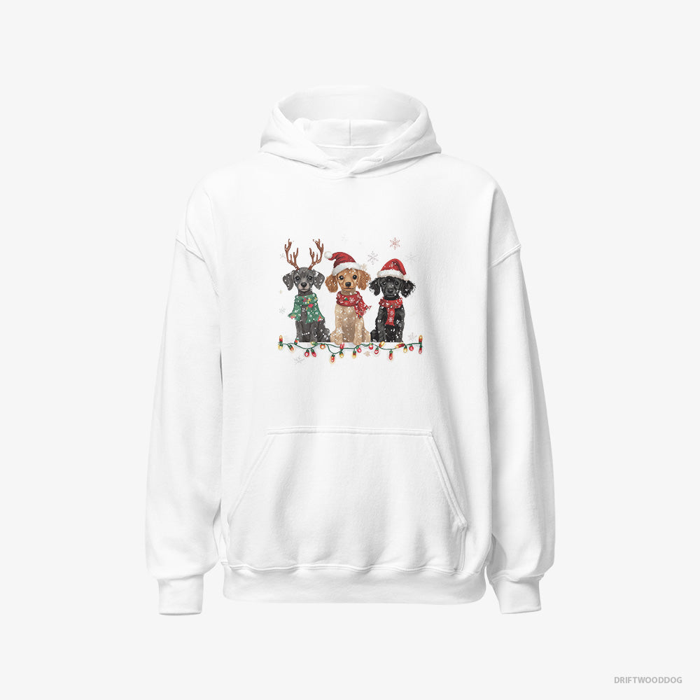 Poodle Puppies Surrounded by Christmas Magic – Men's Hoodie White – Classic